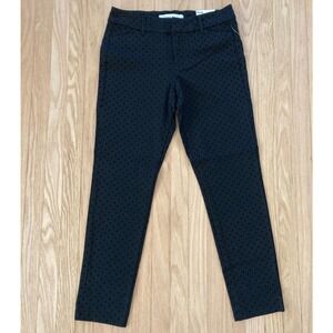 NWT Old Navy Sz4 Pixie Ankle Chino Pants Black Velvet PolkaDot Unique Whimsigoth